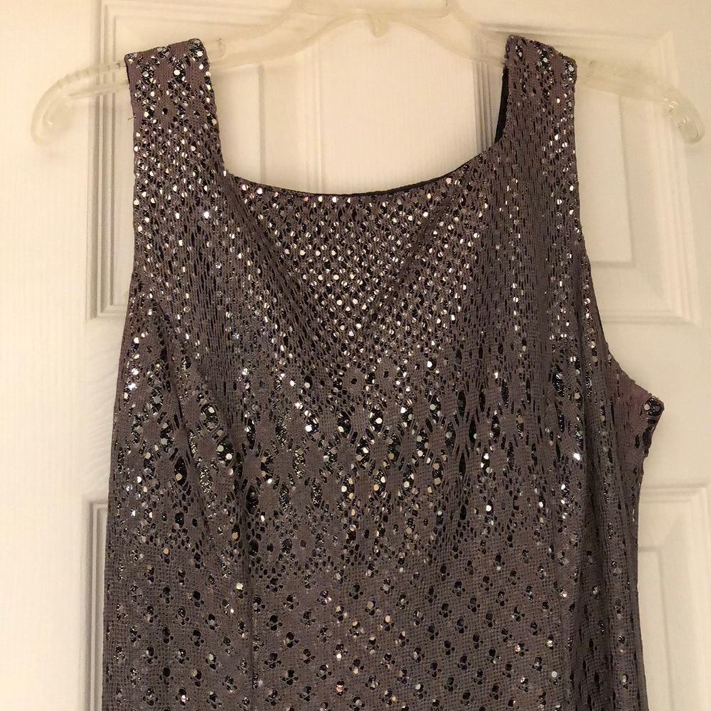Sequin dress with gray lace over the top